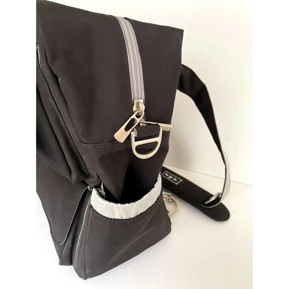 JuJuBe Black & Silver Diaper Bag Backpack with Changing Pad 11